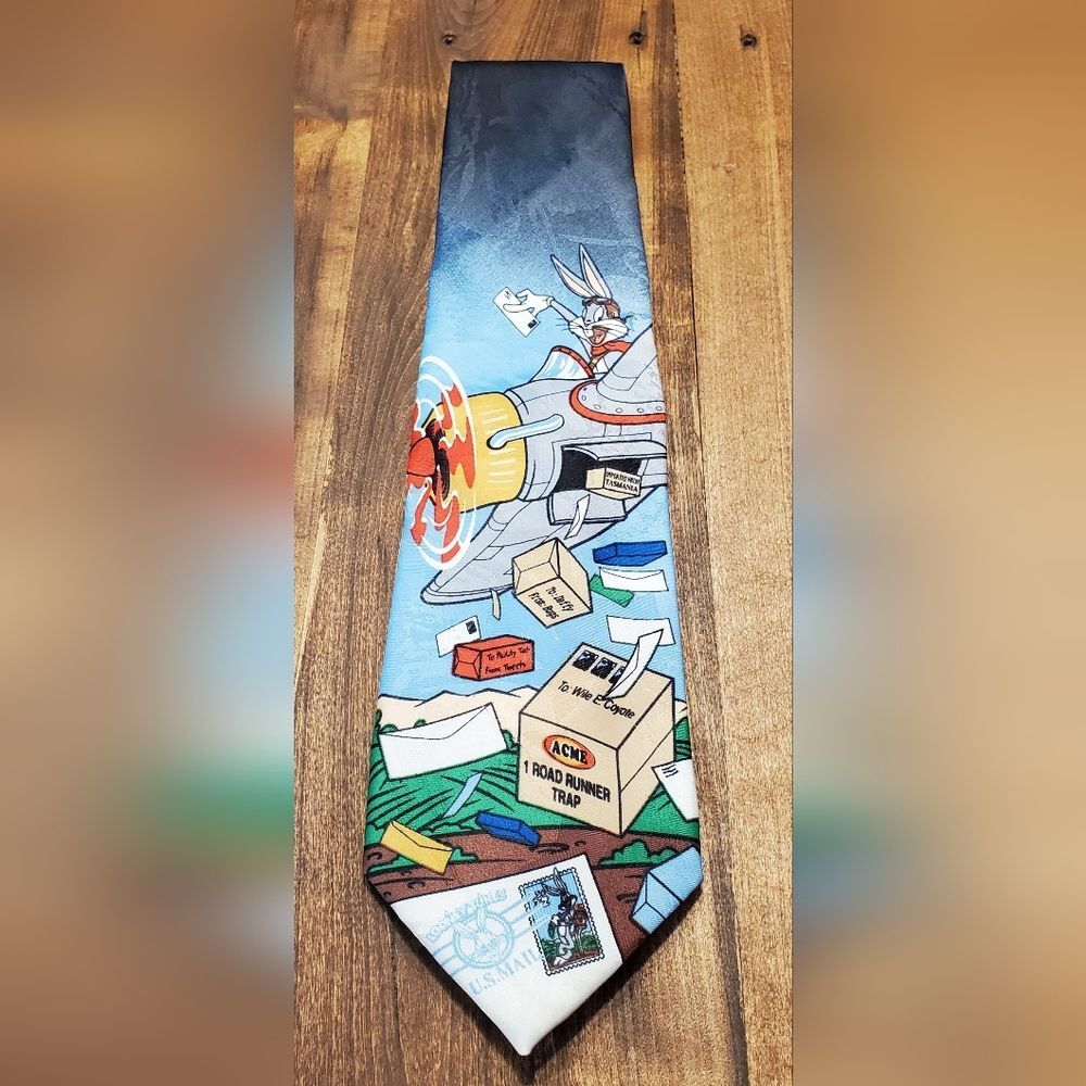 VTG Looney Tunes Bugs Bunny Stamp Collection Tie 1997